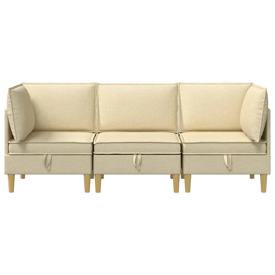 Canapé modulaire avec rangement 3 pcs Crème Tissu - 7