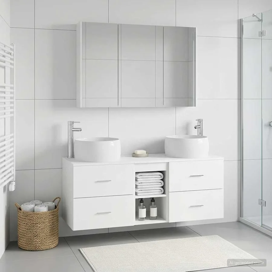 Ensemble de mobilier de salle de bain 4 pcs Blanc