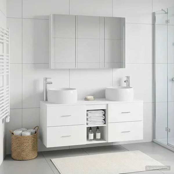 Ensemble de mobilier de salle de bain 4 pcs Blanc