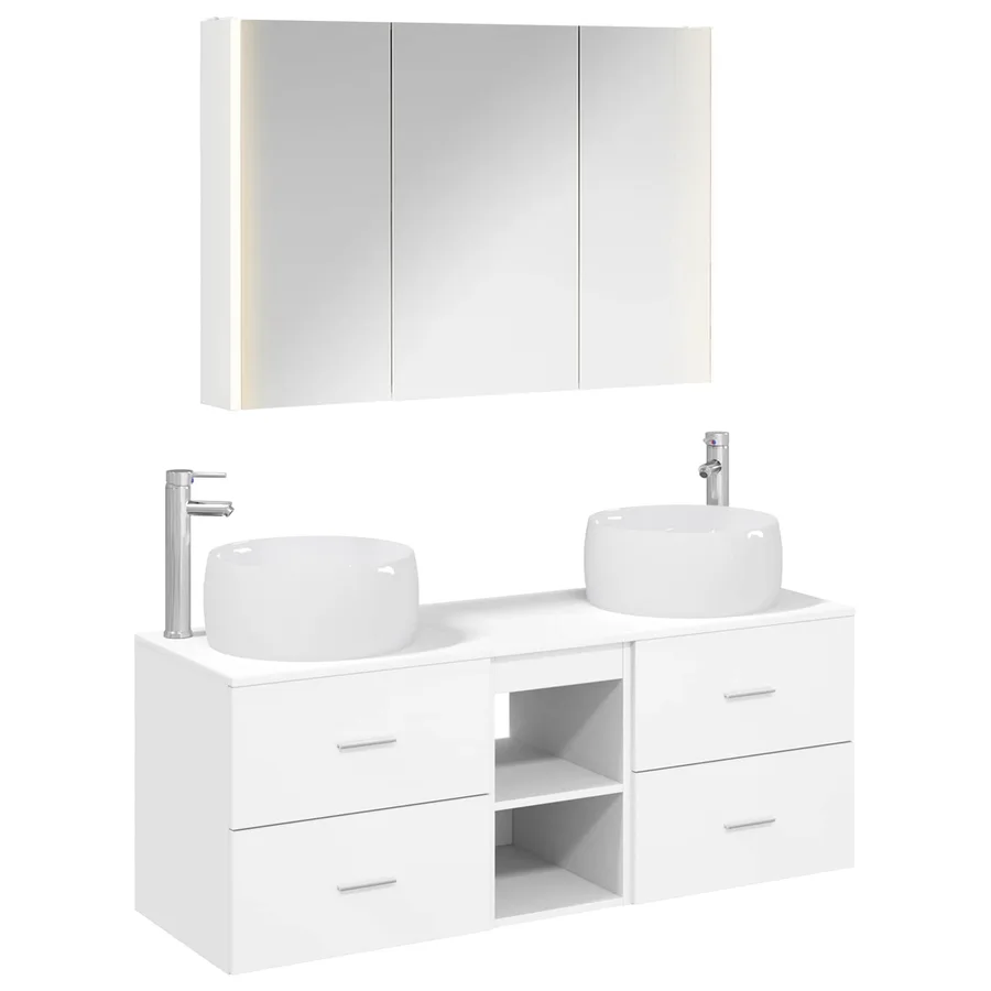 Ensemble de mobilier de salle de bain 4 pcs Blanc - 2