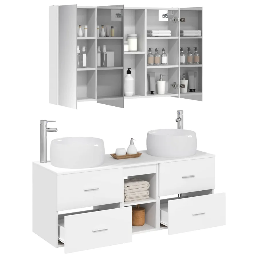 Ensemble de mobilier de salle de bain 4 pcs Blanc - 3
