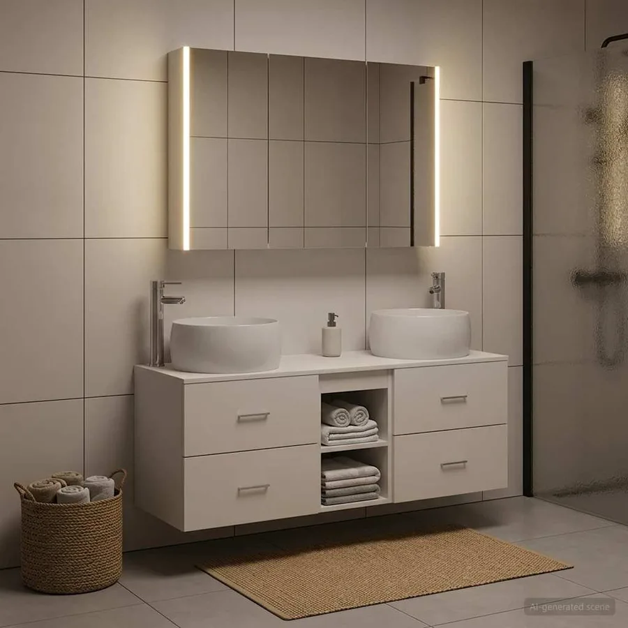 Ensemble de mobilier de salle de bain 4 pcs Blanc - 4