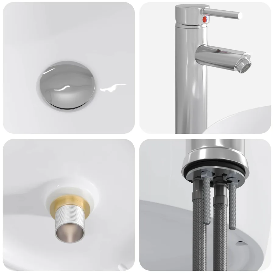 Ensemble de mobilier de salle de bain 4 pcs Blanc - 8