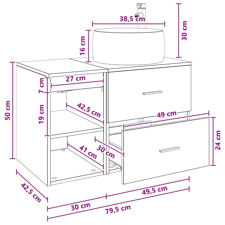 Ensemble de mobilier de salle de bain 2 pcs Gris béton - 11