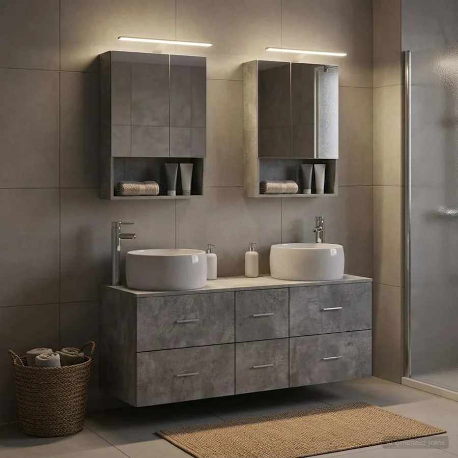 Ensemble de mobilier de salle de bain 5 pcs Gris béton