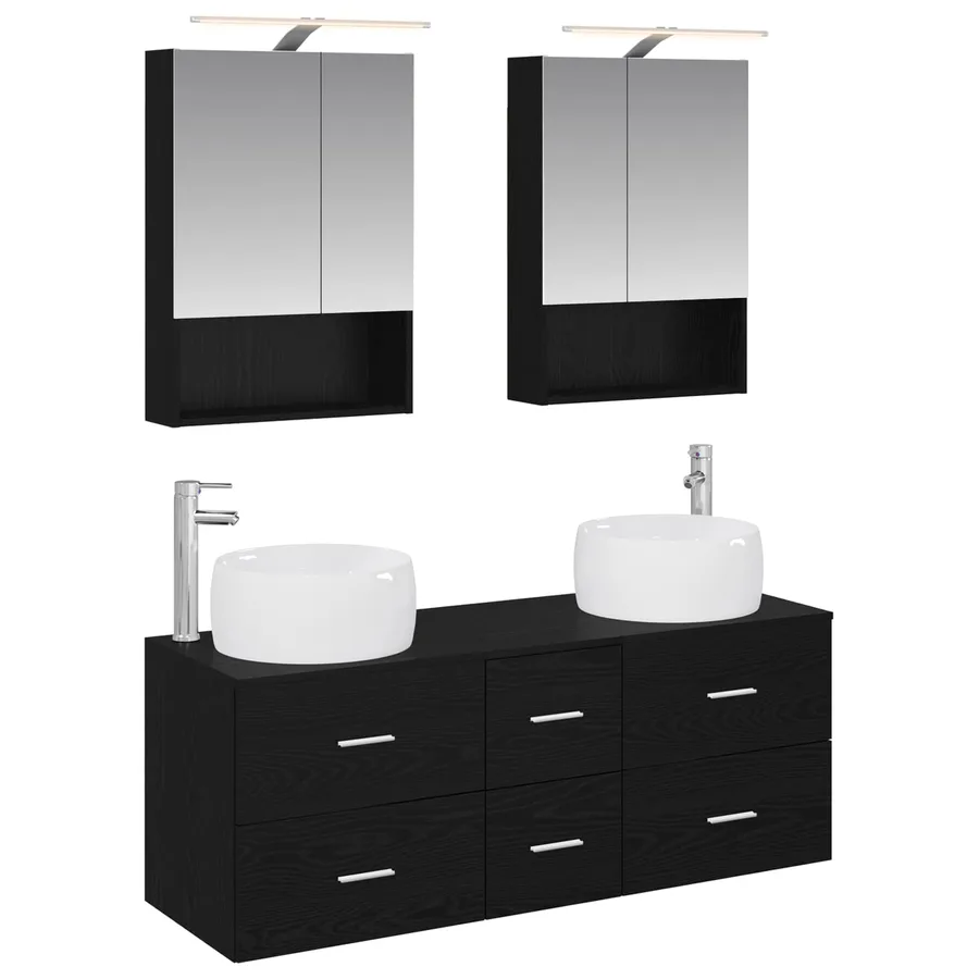 Ensemble de mobilier de salle de bain 5 pcs Chêne noir - 2