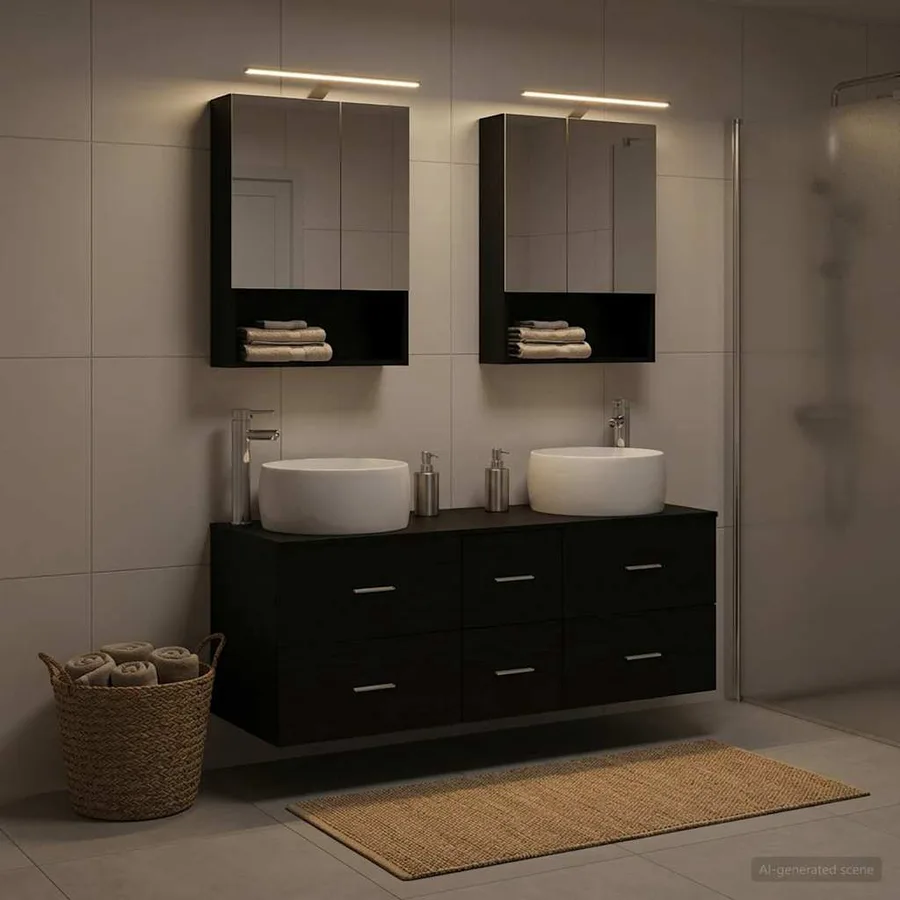 Ensemble de mobilier de salle de bain 5 pcs Chêne noir - 4