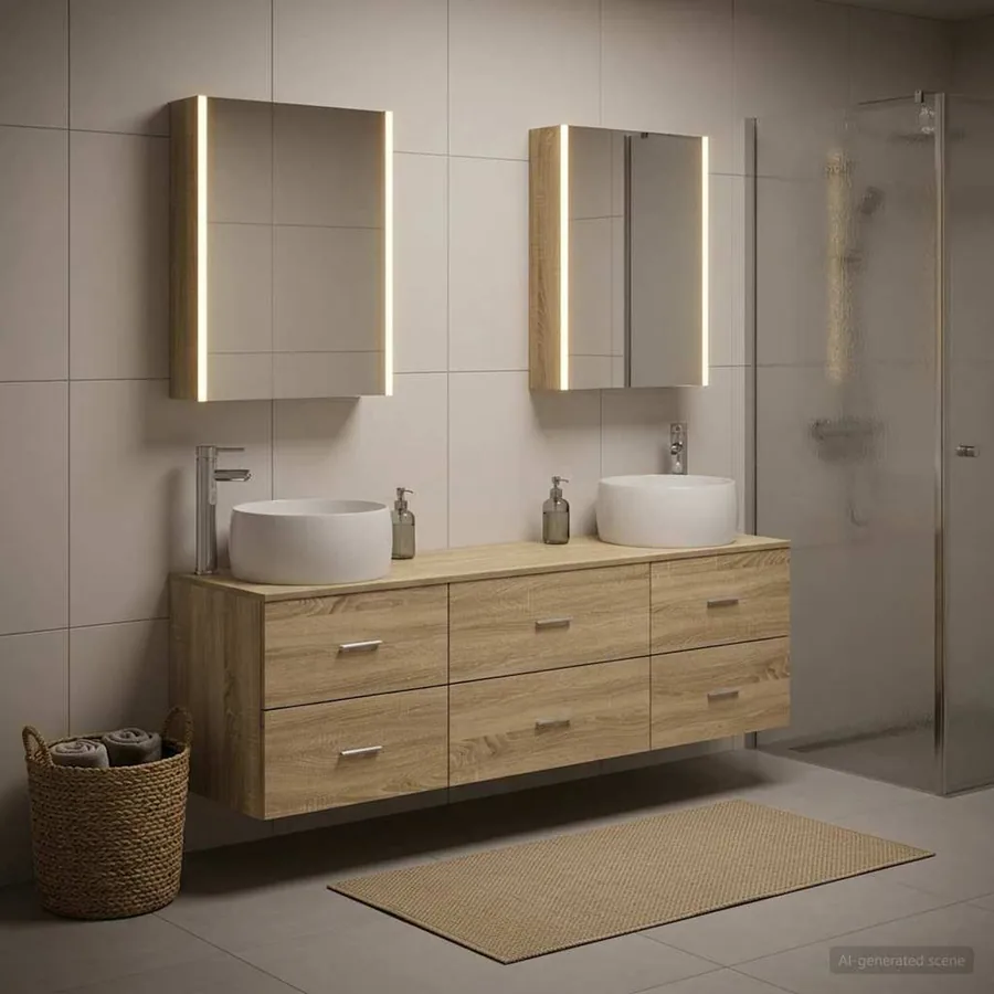 Ensemble de mobilier de salle de bain 5 pcs Chêne Sonoma