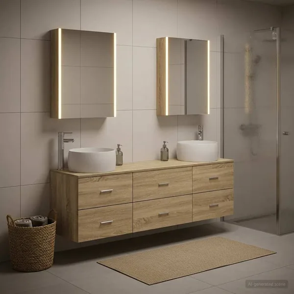 Ensemble de mobilier de salle de bain 5 pcs Chêne Sonoma