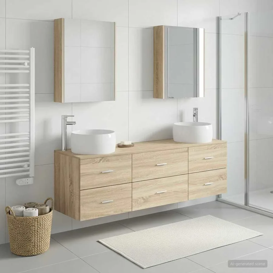 Ensemble de mobilier de salle de bain 5 pcs Chêne Sonoma - 4
