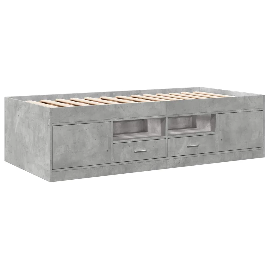 Cadre de lit avec rangement avec tiroir Gris béton 80 x 200 cm - 3