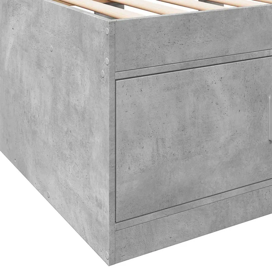 Cadre de lit avec rangement avec tiroir Gris béton 80 x 200 cm - 7