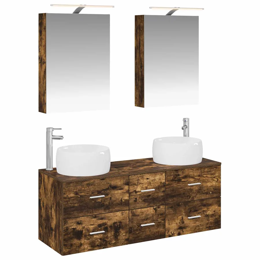 Ensemble de mobilier de salle de bain 5 pcs Chêne fumé - 2
