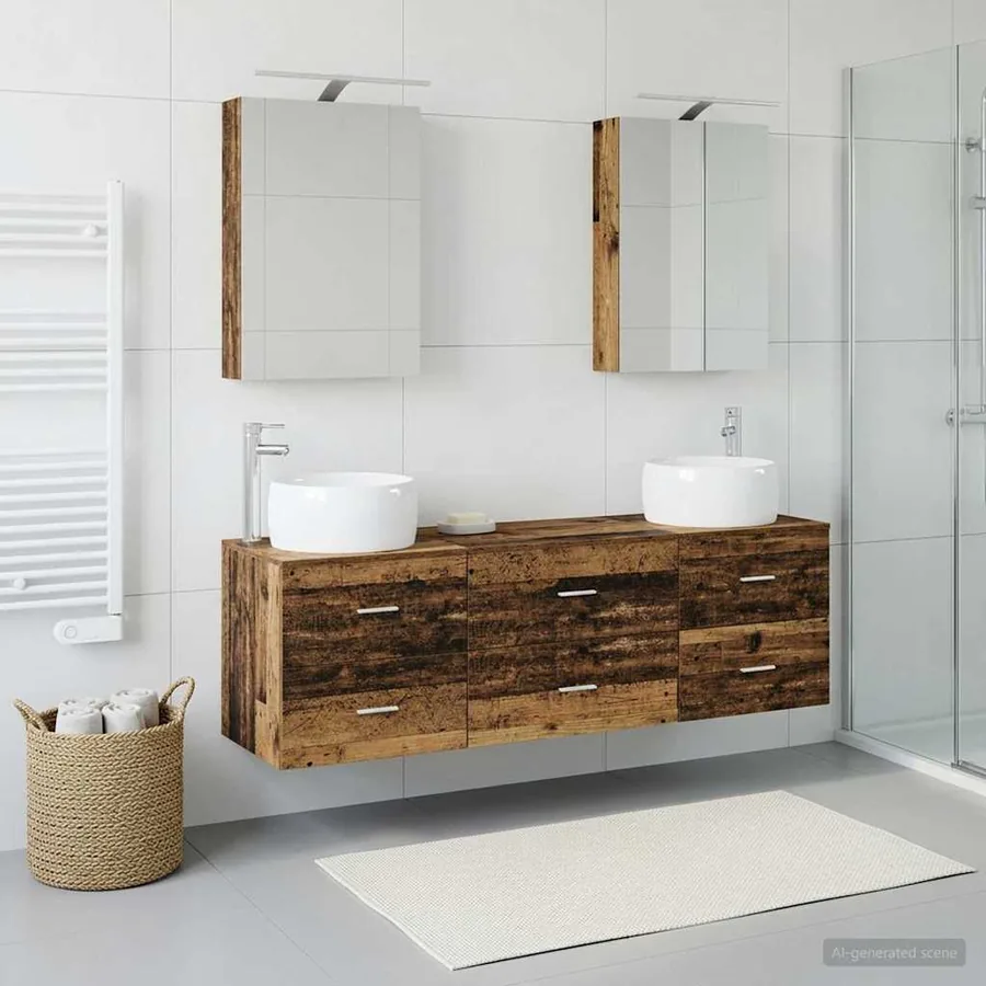 Ensemble de mobilier de salle de bain 5 pcs Bois ancien
