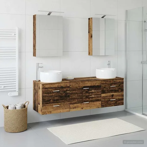 Ensemble de mobilier de salle de bain 5 pcs Bois ancien