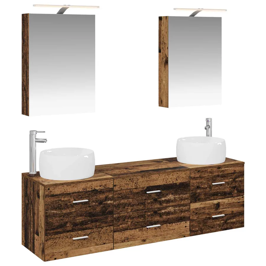Ensemble de mobilier de salle de bain 5 pcs Bois ancien - 2