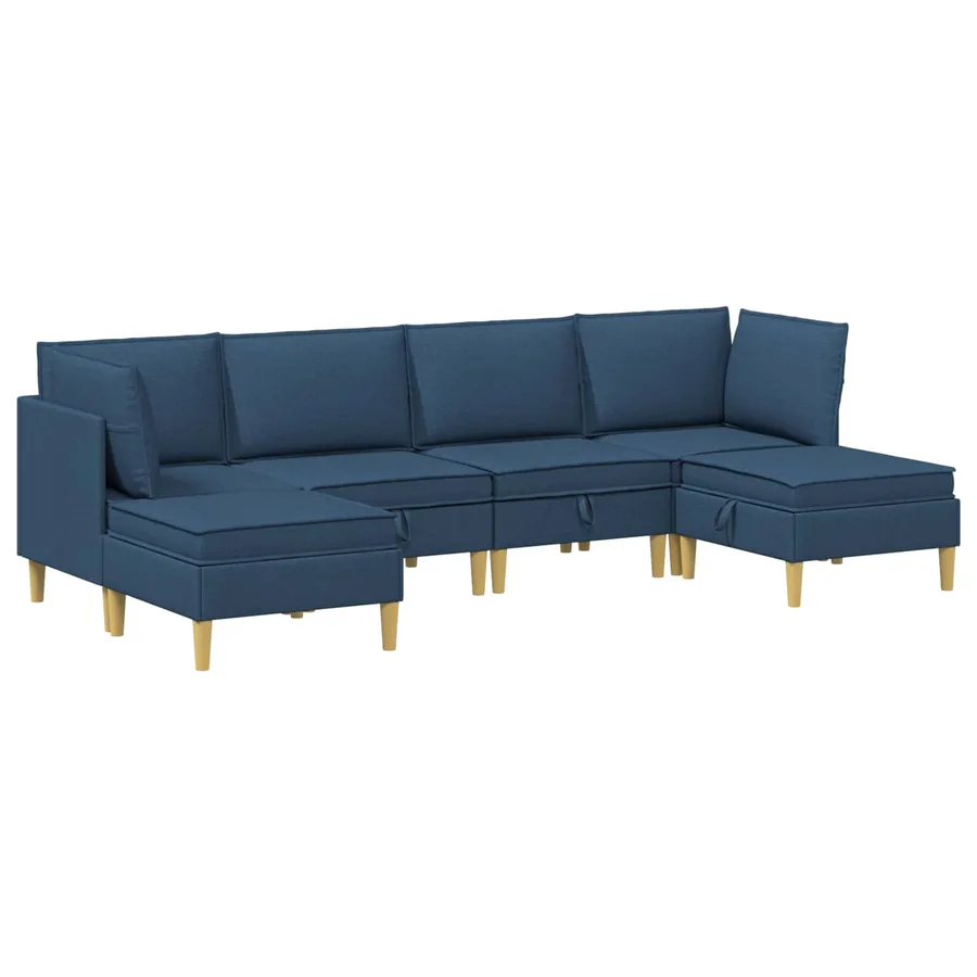 Canapé modulaire avec rangement 6 pcs Bleu Tissu - 2
