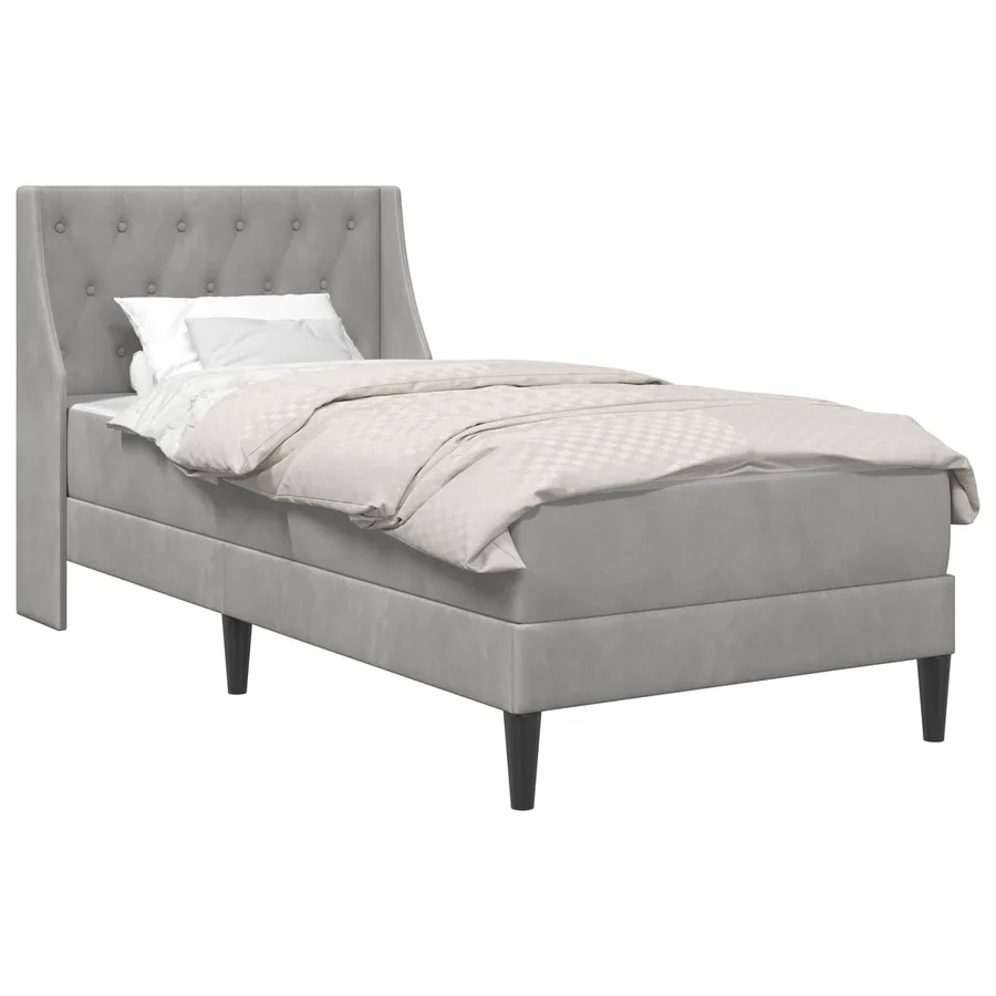 Cadre de lit avec matelas Gris clair 90 x 190 cm Velours - 2