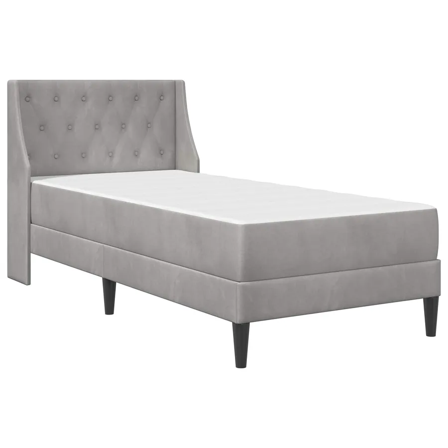Cadre de lit avec matelas Gris clair 90 x 190 cm Velours - 3