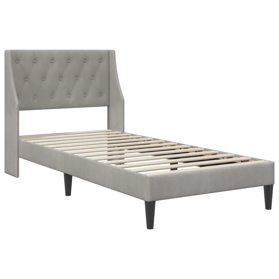 Cadre de lit avec matelas Gris clair 90 x 190 cm Velours - 4