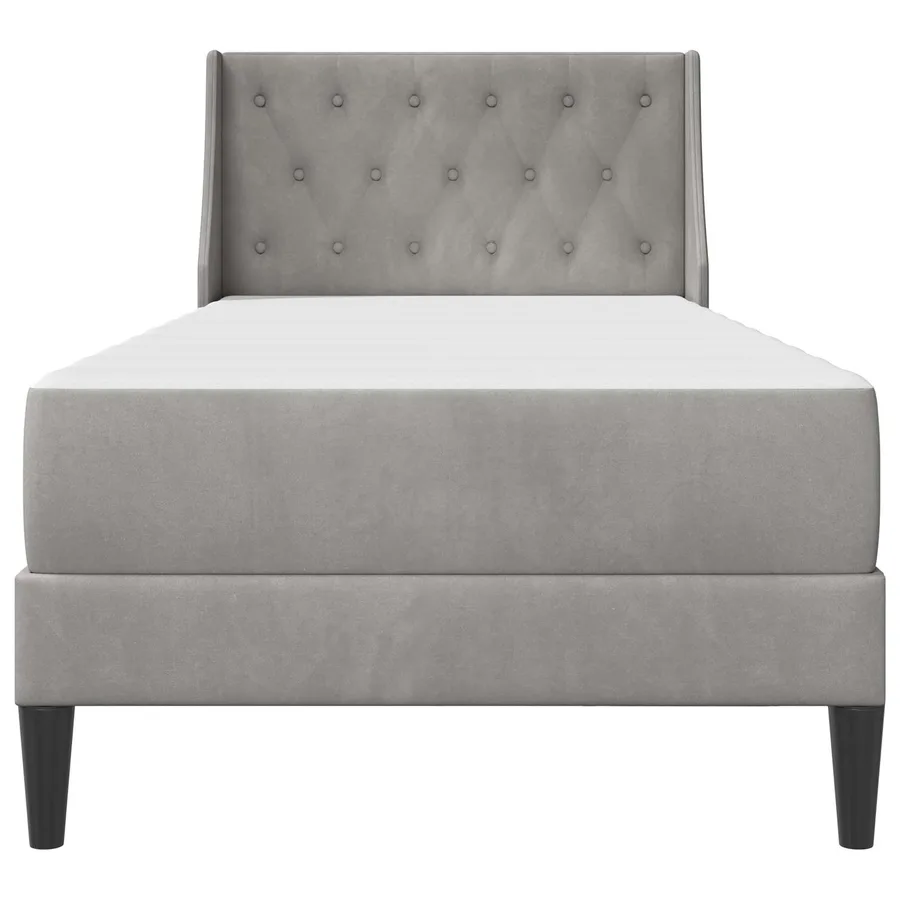 Cadre de lit avec matelas Gris clair 90 x 190 cm Velours - 6