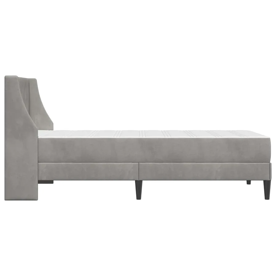Cadre de lit avec matelas Gris clair 90 x 190 cm Velours - 7