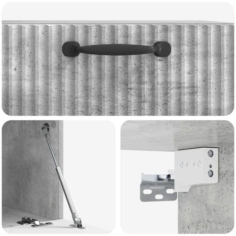 Meuble TV mural Gris béton 59,5 x 41 x 30 cm Bois d'ingénierie - 9