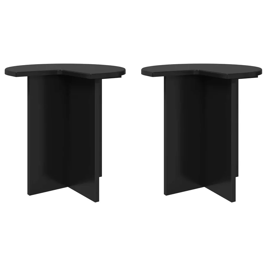 Table d'appoint 2 pcs Chêne noir Ø 39 x 38 cm Bois d'ingénierie - 2