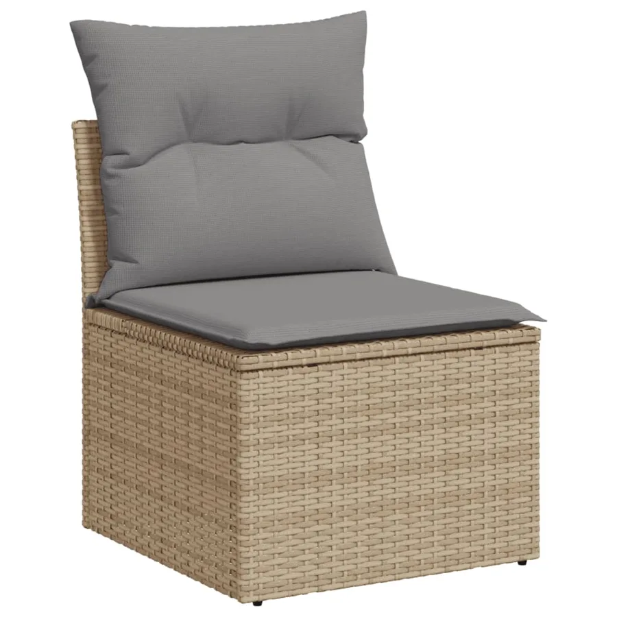 Salon de jardin avec coussins 10 pcs beige résine tressée - 3