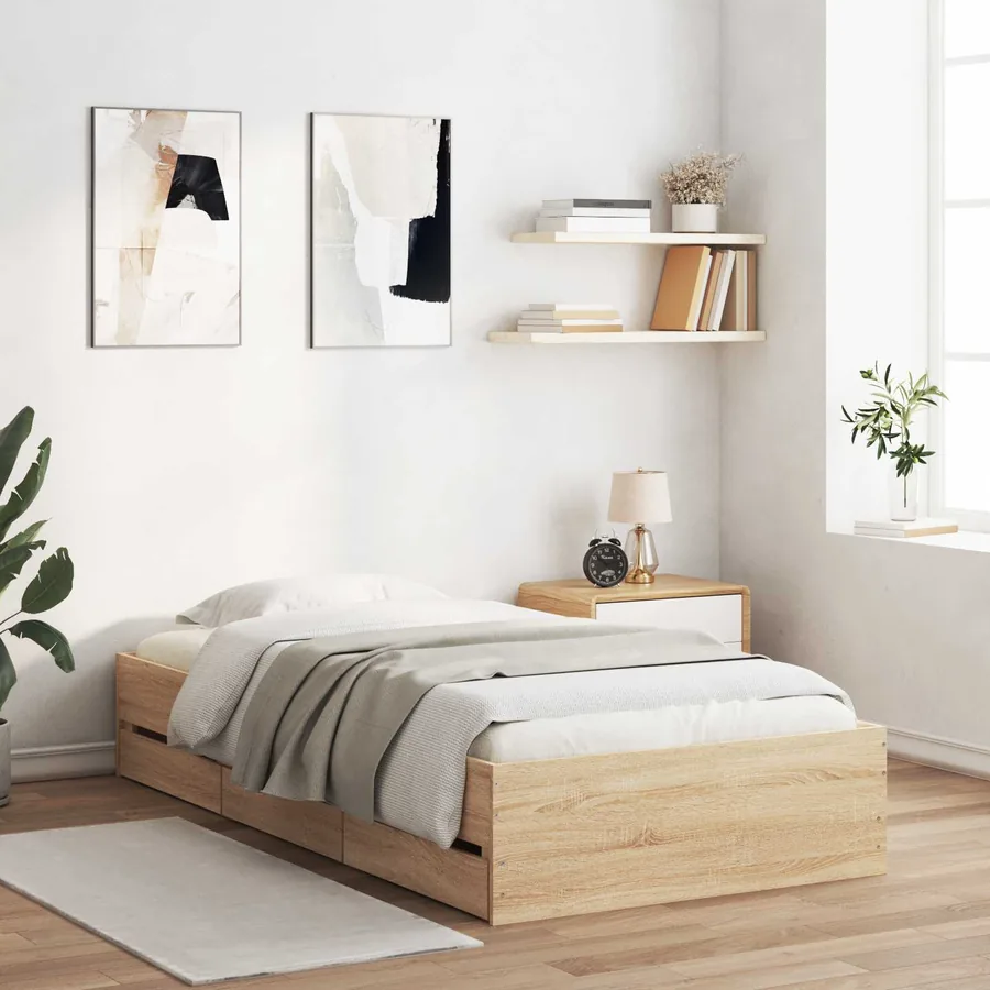 Cadre de lit avec rangement Chêne Sonoma 80 x 200 cm