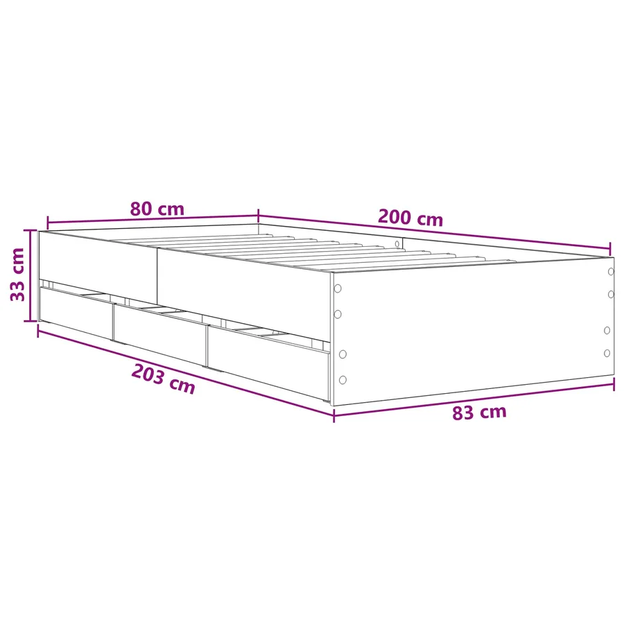 Cadre de lit avec rangement Chêne Sonoma 80 x 200 cm - 9