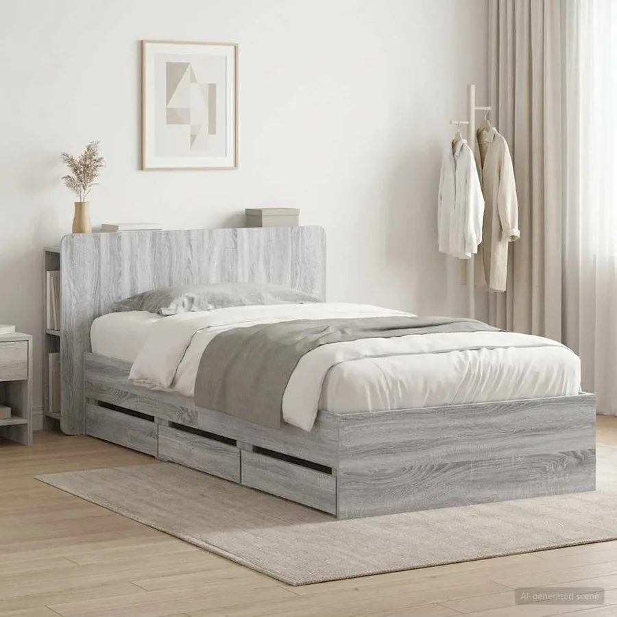 Cadre de lit avec rangement Sonoma gris 80 x 200 cm