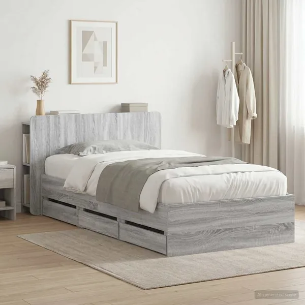 Cadre de lit avec rangement Sonoma gris 80 x 200 cm