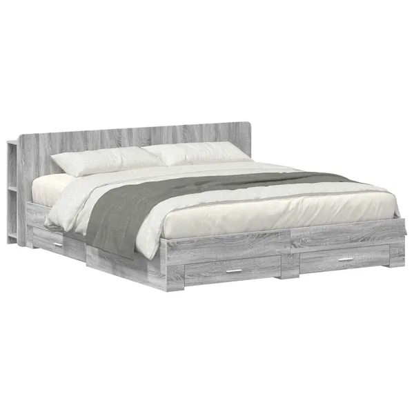 Cadre de lit avec rangement Sonoma gris 200 x 200 cm
