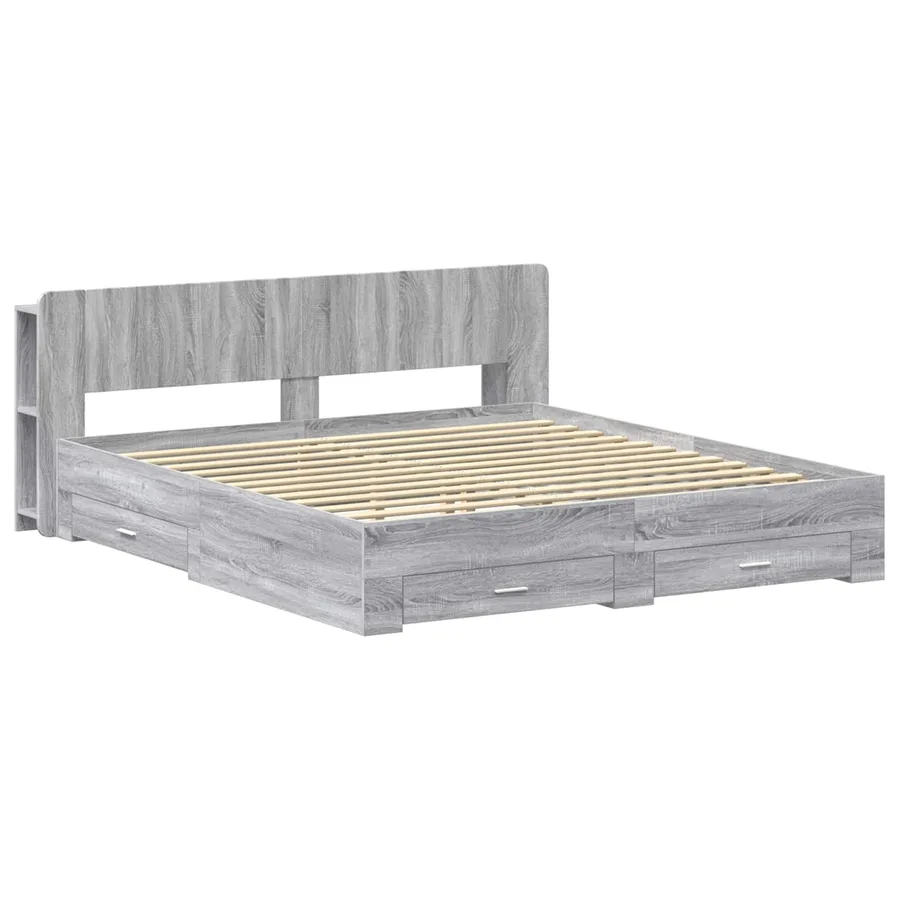 Cadre de lit avec rangement Sonoma gris 200 x 200 cm - 2