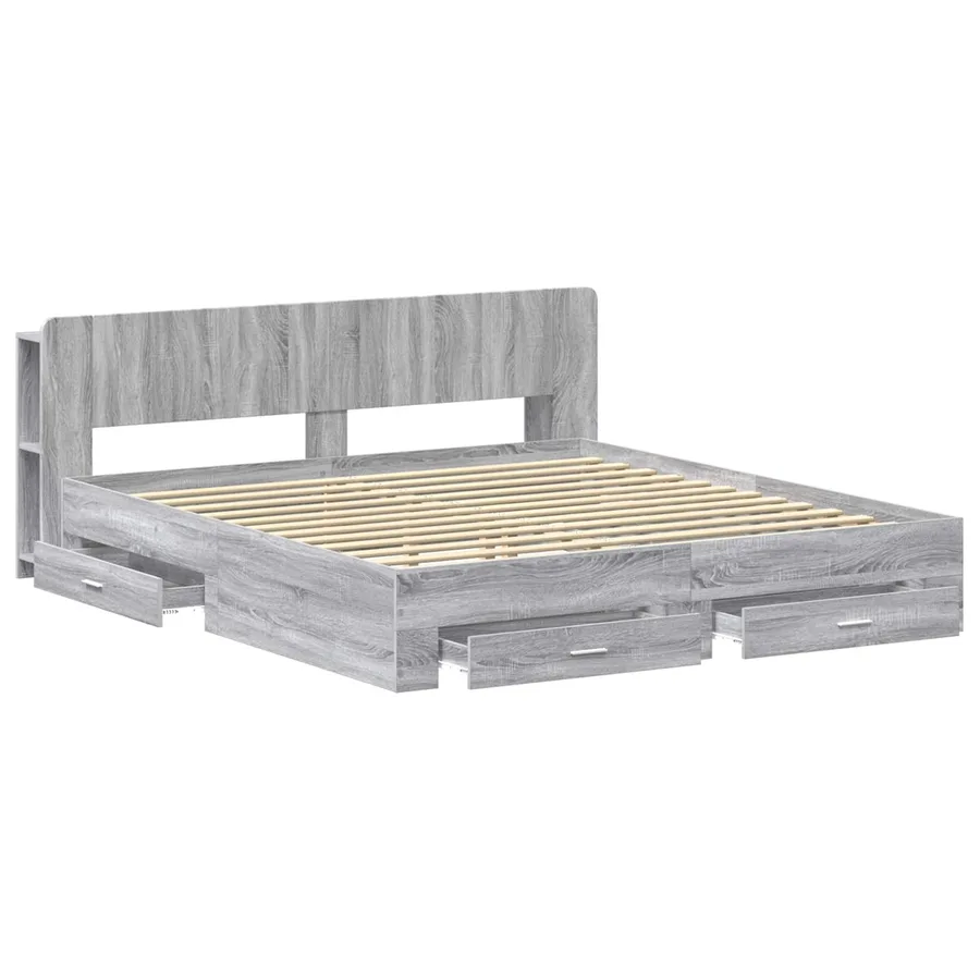 Cadre de lit avec rangement Sonoma gris 200 x 200 cm - 3