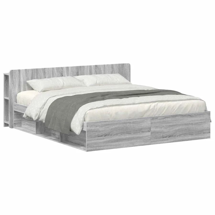 Cadre de lit avec rangement Sonoma gris 200 x 200 cm - 2