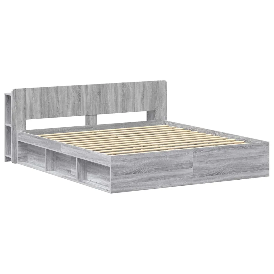 Cadre de lit avec rangement Sonoma gris 200 x 200 cm - 4