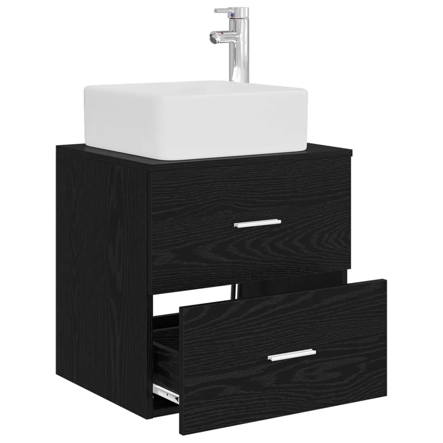 Vanité de lavabo mural Chêne noir 53 x 34,5 x 63 cm - 3