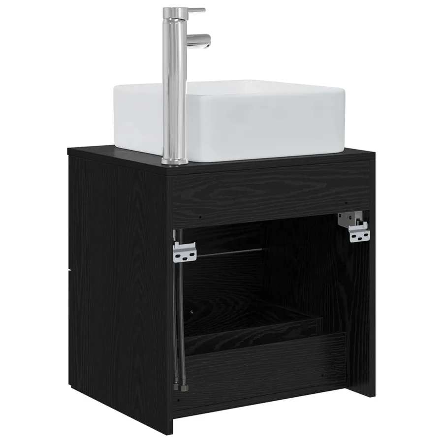 Vanité de lavabo mural Chêne noir 53 x 34,5 x 63 cm - 5