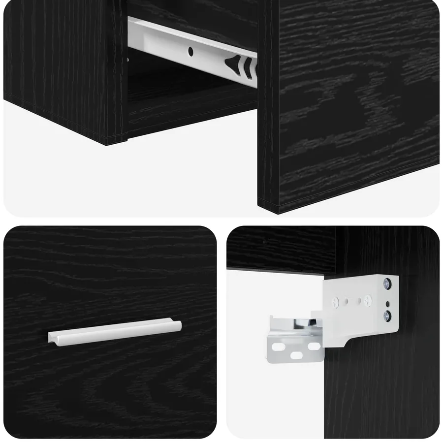 Vanité de lavabo mural Chêne noir 53 x 34,5 x 63 cm - 6