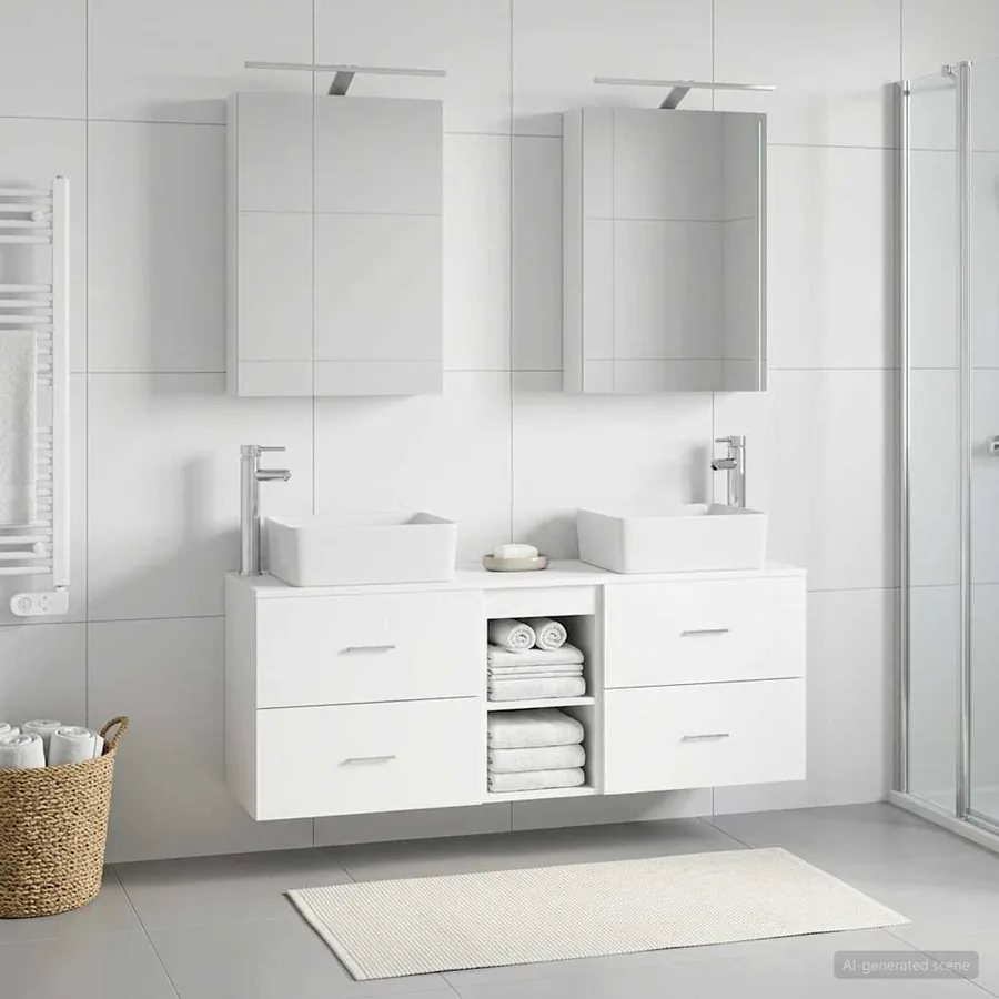 Ensemble de mobilier de salle de bain 5 pcs Blanc