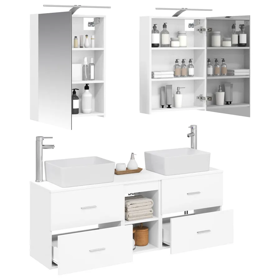 Ensemble de mobilier de salle de bain 5 pcs Blanc - 3