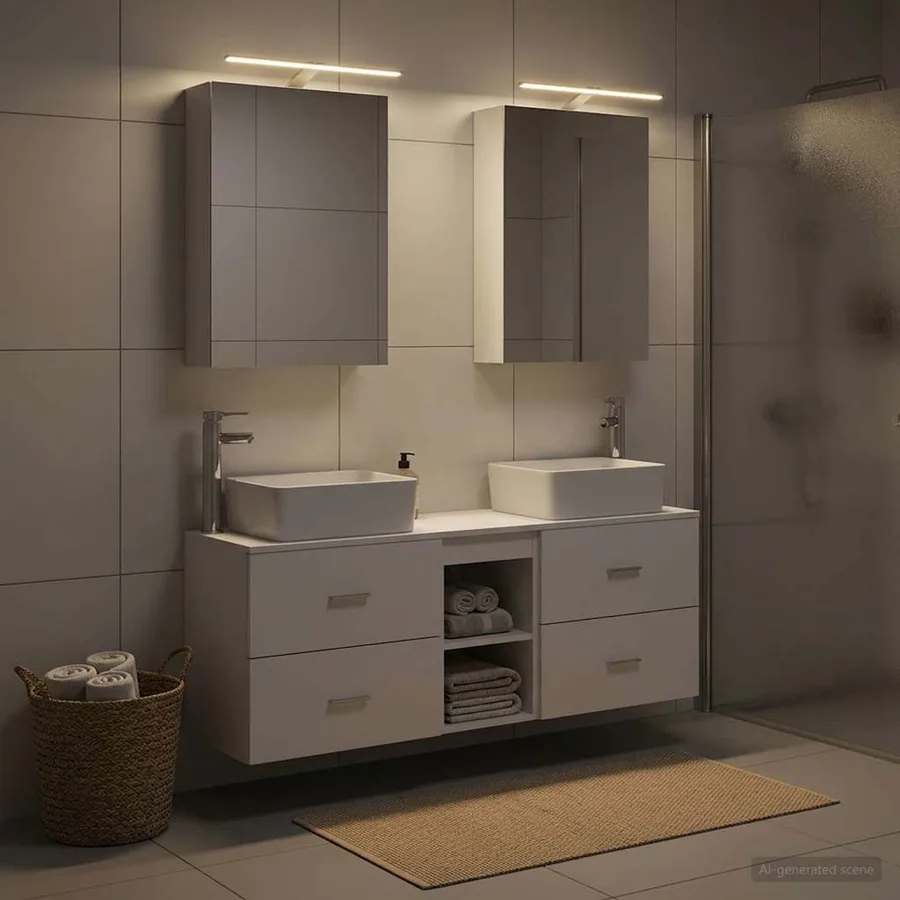 Ensemble de mobilier de salle de bain 5 pcs Blanc - 4