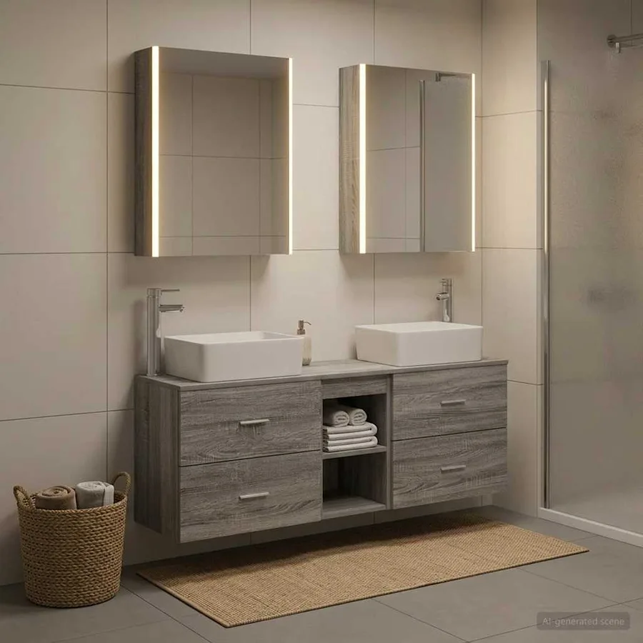 Ensemble de mobilier de salle de bain 5 pcs Sonoma gris - 4