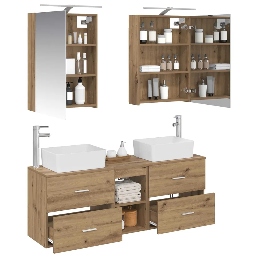 Ensemble de mobilier de salle de bain 5 pc Chêne artisanal - 3