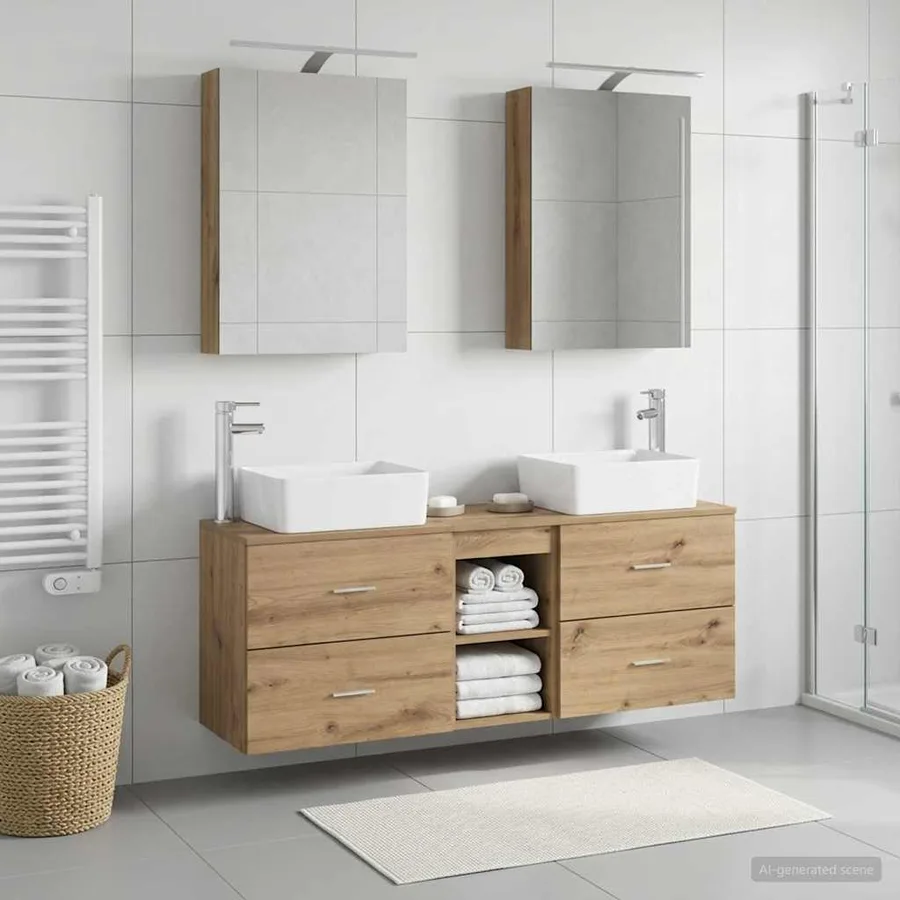 Ensemble de mobilier de salle de bain 5 pc Chêne artisanal - 4