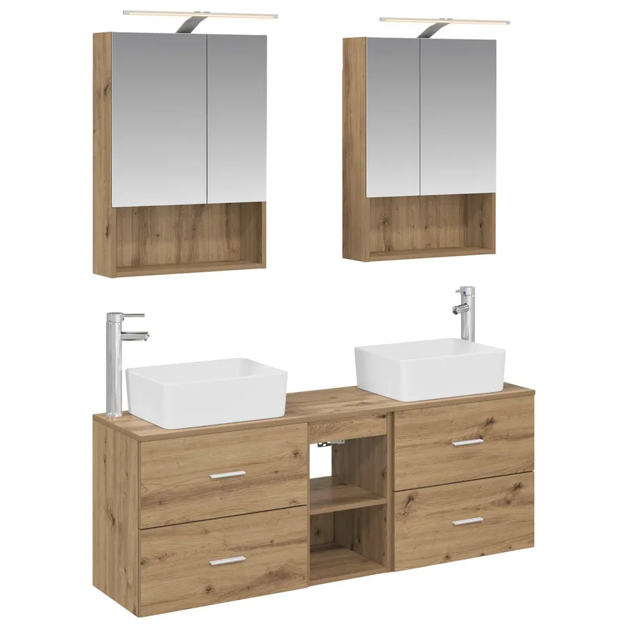 Ensemble de mobilier de salle de bain 5 pc Chêne artisanal - 2
