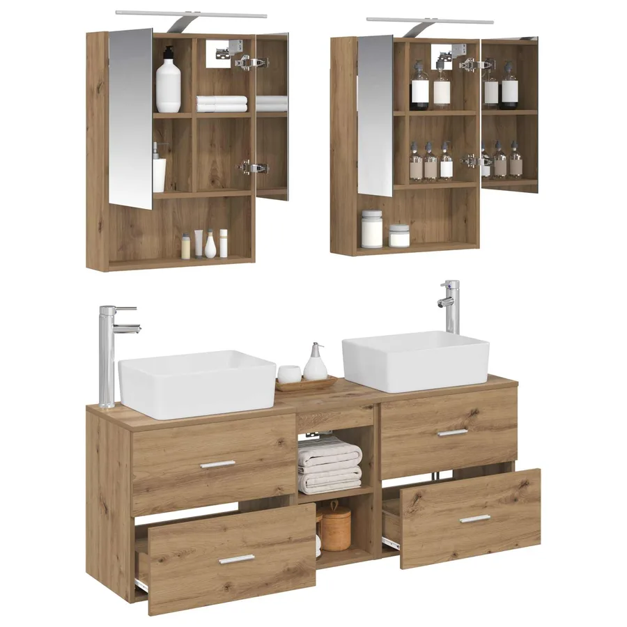 Ensemble de mobilier de salle de bain 5 pc Chêne artisanal - 3