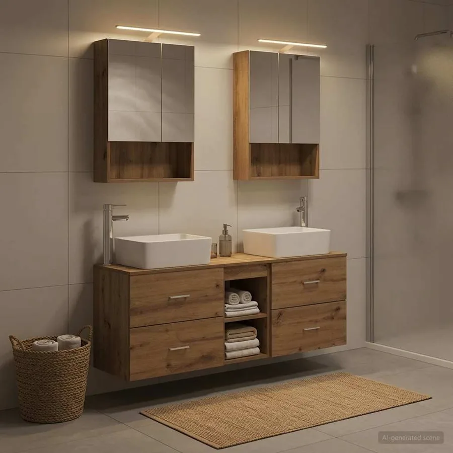 Ensemble de mobilier de salle de bain 5 pc Chêne artisanal - 4